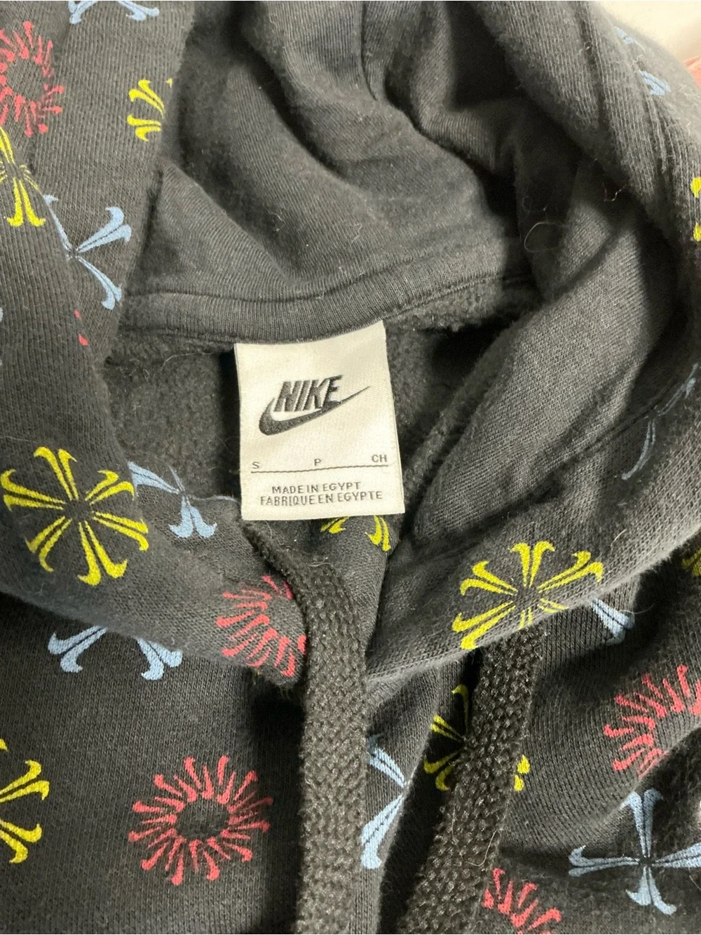 Nike Black Crewneck Hoodie with Multicolor Graphic Print